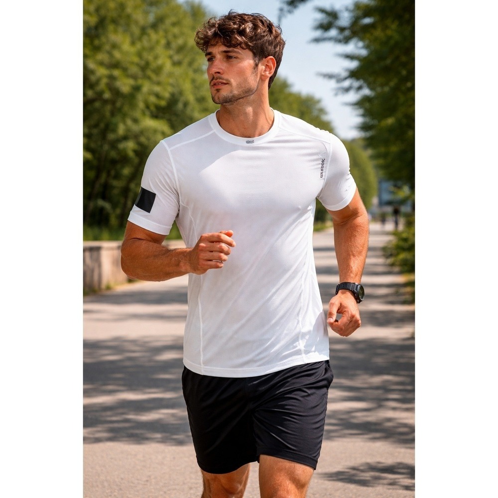 Reebok Mens PlayIce Training Shirt White Large Short Sleeve Mesh Athletic Tee